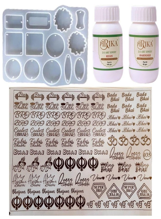 IRIKA Rakhi Making Kit - Rakhi Bracelet Silicone Mold + 150g 2:1 Art Resin + A5 Rakhi Embossed Stickers - Non-Toxic, Perfect for Resin Art & Craft - Image 1